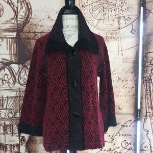 JM Collection Maroon and Black Women's Jacket